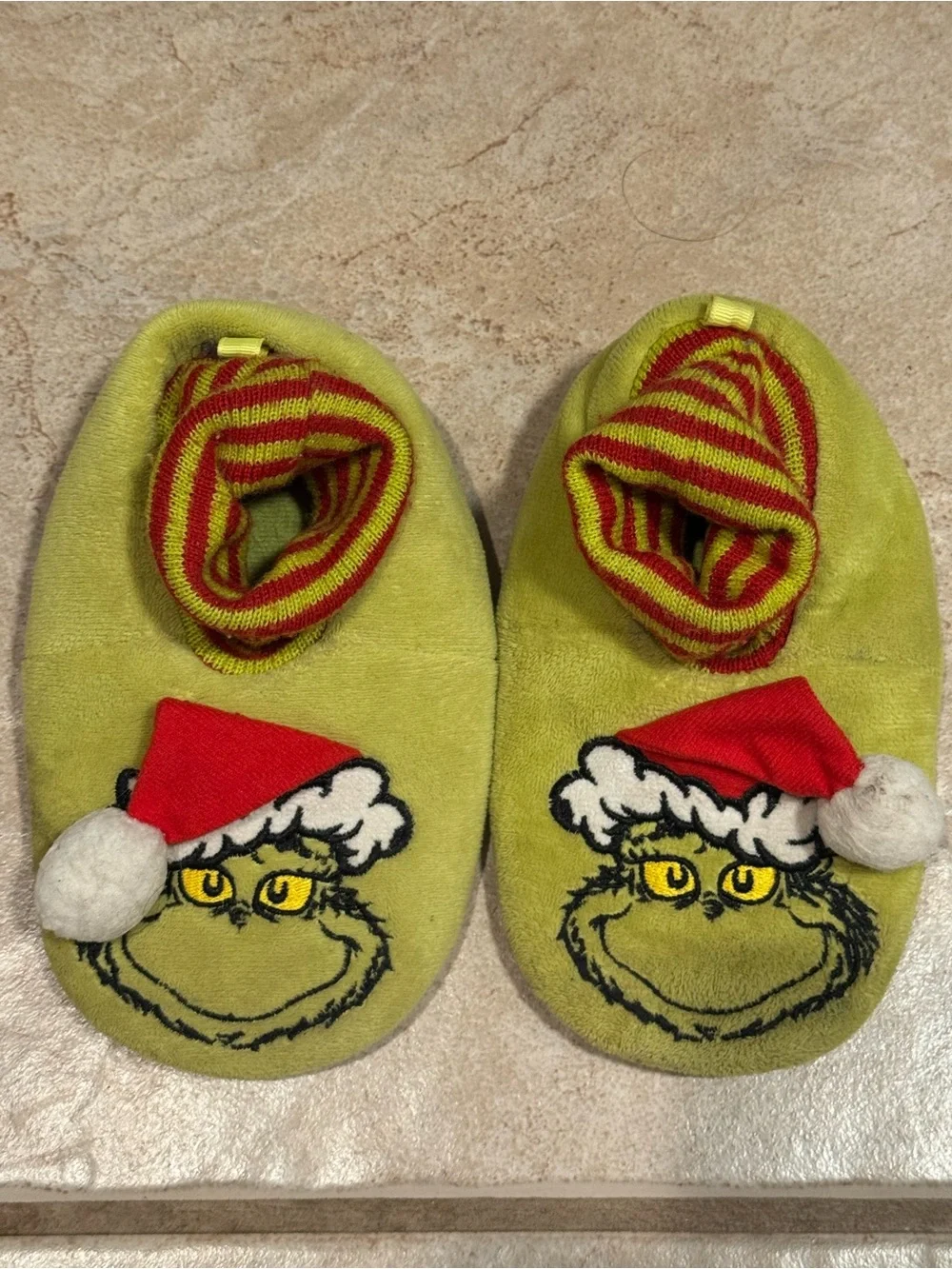 Kids Grinch Holiday Slippers - Green